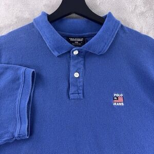 Polo Jeans Co Ralph Lauren Polo‎ Shirt Mens Size Large Blue Cotton Casual